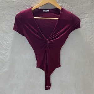 Bodysuit V-Neck XS *Burgundy